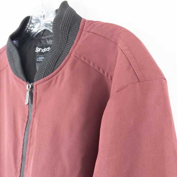 Sandbank Slim Fit Softshell Flight Bomber Jacket Mens Medium Maroon Red Full Zip - Picture 6 of 13